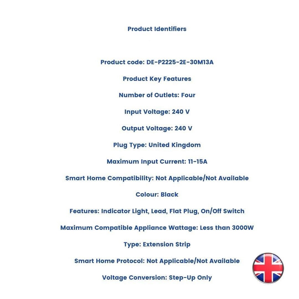 10 Meter - CASET REEL - 4 Way Gang Mains Socket with 10M Extension Lead Reel Power Cable