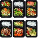 10 PACK -  2 Compartment Meal Prep Containers - Reusable BPA Free Plastic Food Storage Trays 32OZ