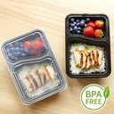 10 PACK -  2 Compartment Meal Prep Containers - Reusable BPA Free Plastic Food Storage Trays 32OZ