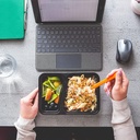 10 PACK -  2 Compartment Meal Prep Containers - Reusable BPA Free Plastic Food Storage Trays 32OZ