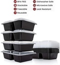 10 PACK -  2 Compartment Meal Prep Containers - Reusable BPA Free Plastic Food Storage Trays 32OZ