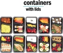 10 PACK -  2 Compartment Meal Prep Containers - Reusable BPA Free Plastic Food Storage Trays 32OZ