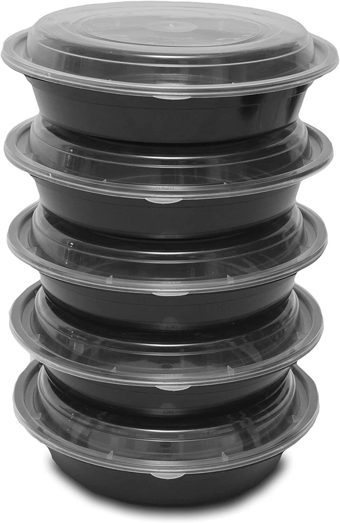 10 X Round Plastic Meal Prep Containers - Reusable BPA Free Food Containers with Airtight Lids 32 OZ