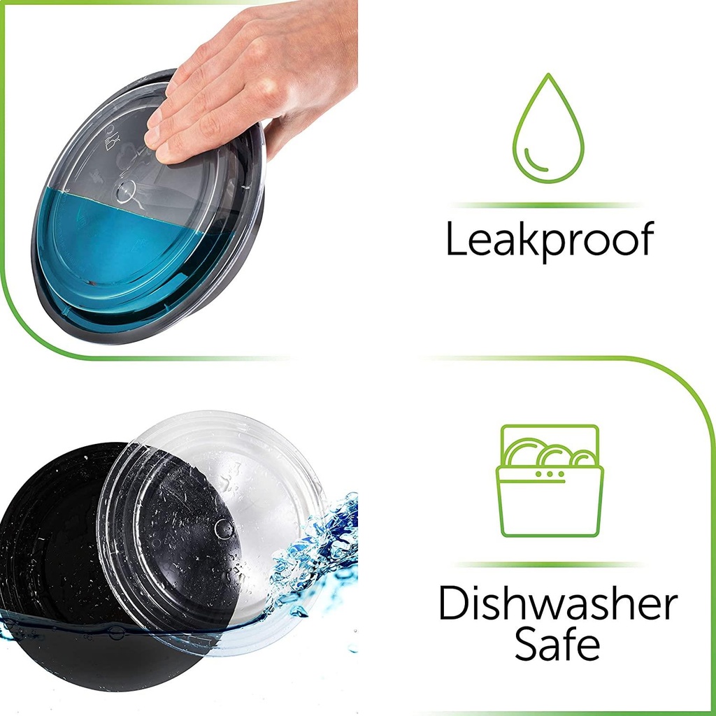 10 X Round Plastic Meal Prep Containers - Reusable BPA Free Food Containers with Airtight Lids 32 OZ