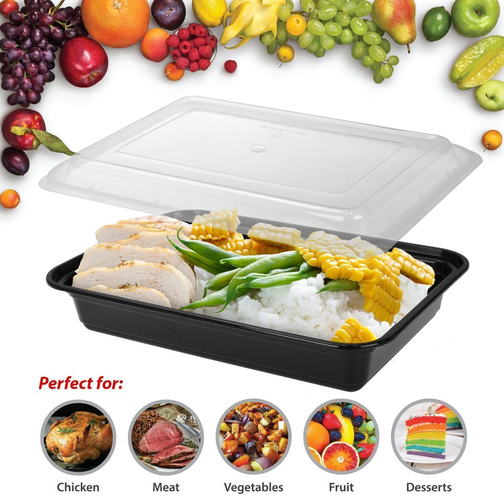 1 Compartment Meal Prep Containers Reusable BPA Free Plastic Food Storage Trays