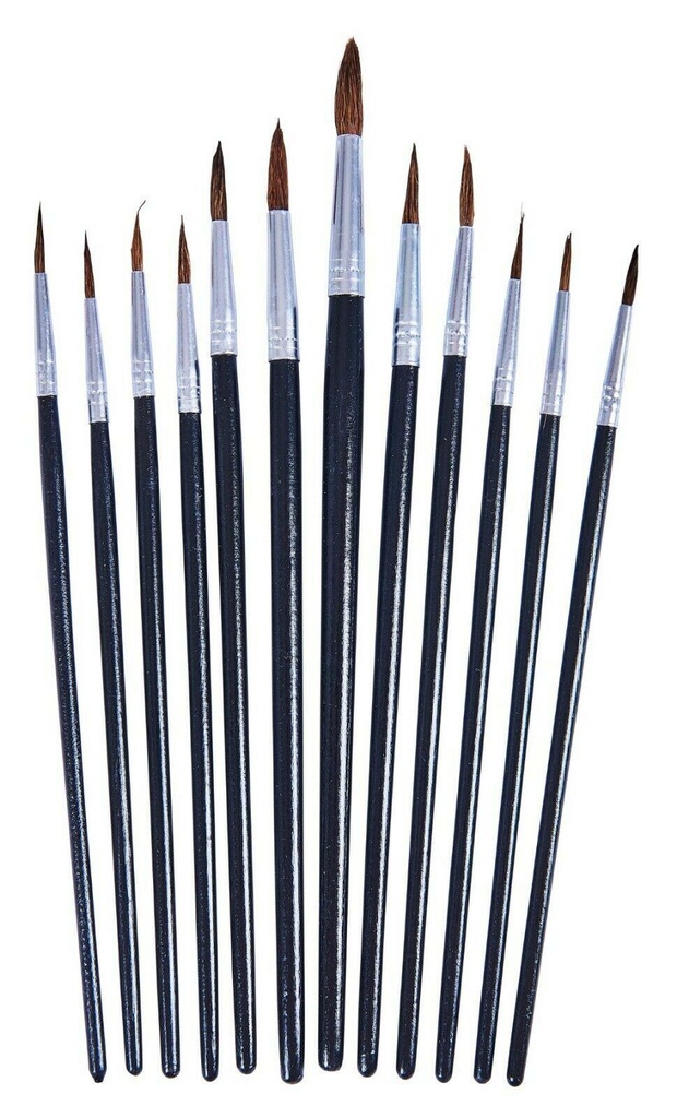 12pc Fine Pointed Tip Art Brush Set