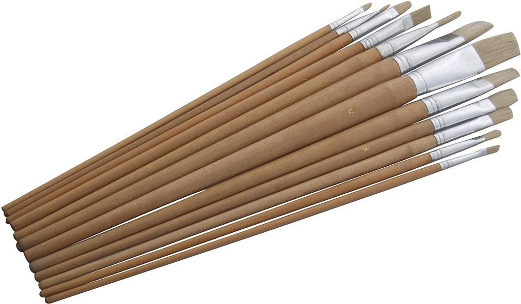 12pc Flat Tip Art Brush Set -