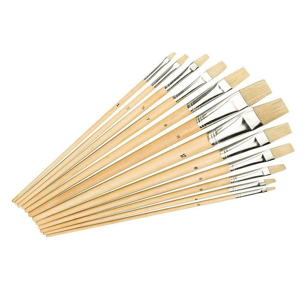 12pc Flat Tip Art Brush Set -