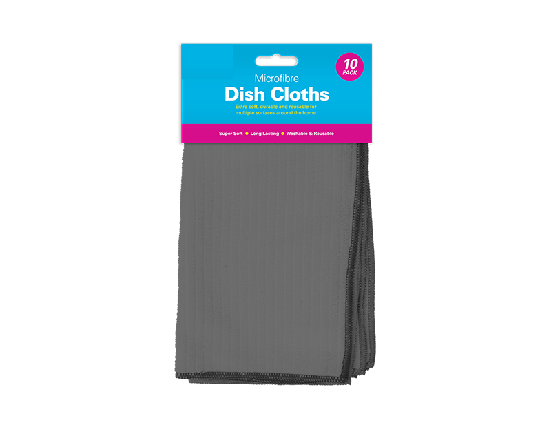 10 pk Microfiber Colour Dish Cloths