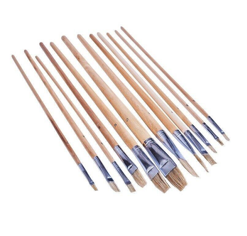12pc Flat Tip Art Brush Set -
