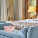 1 x Foldable Canvas Storage Box Collapsible  - 28cm x 17.5cm x 15cm-Blush-Pink