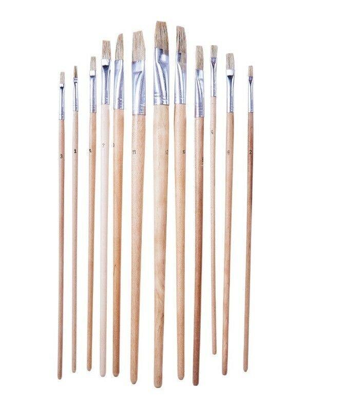 12pc Flat Tip Art Brush Set -