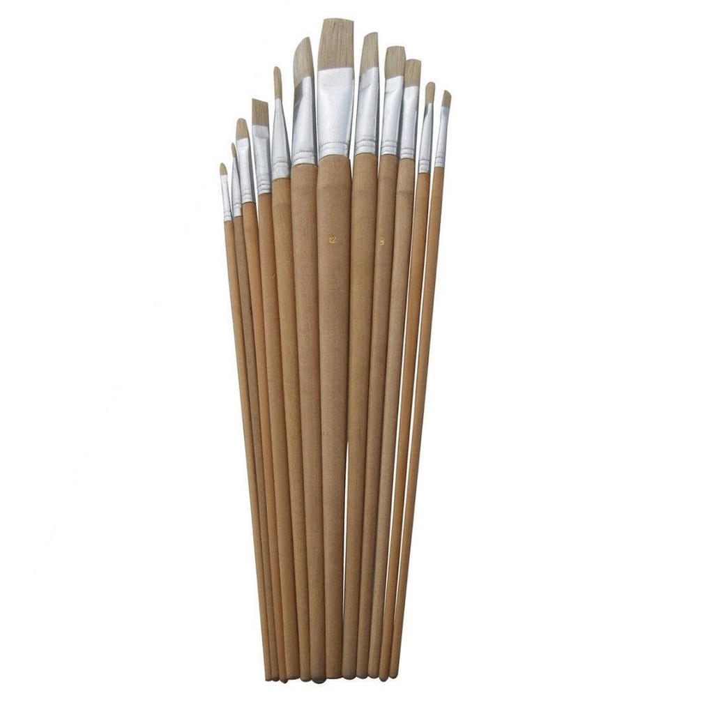 12pc Flat Tip Art Brush Set -