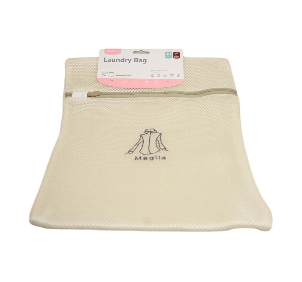 1 X Fabric Beige White Laundry Bag Zip Mesh Underwear  30 x 40cm