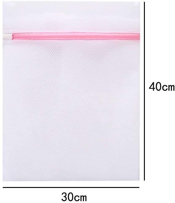 1 X Fabric Beige White Laundry Bag Zip Mesh Underwear  30 x 40cm