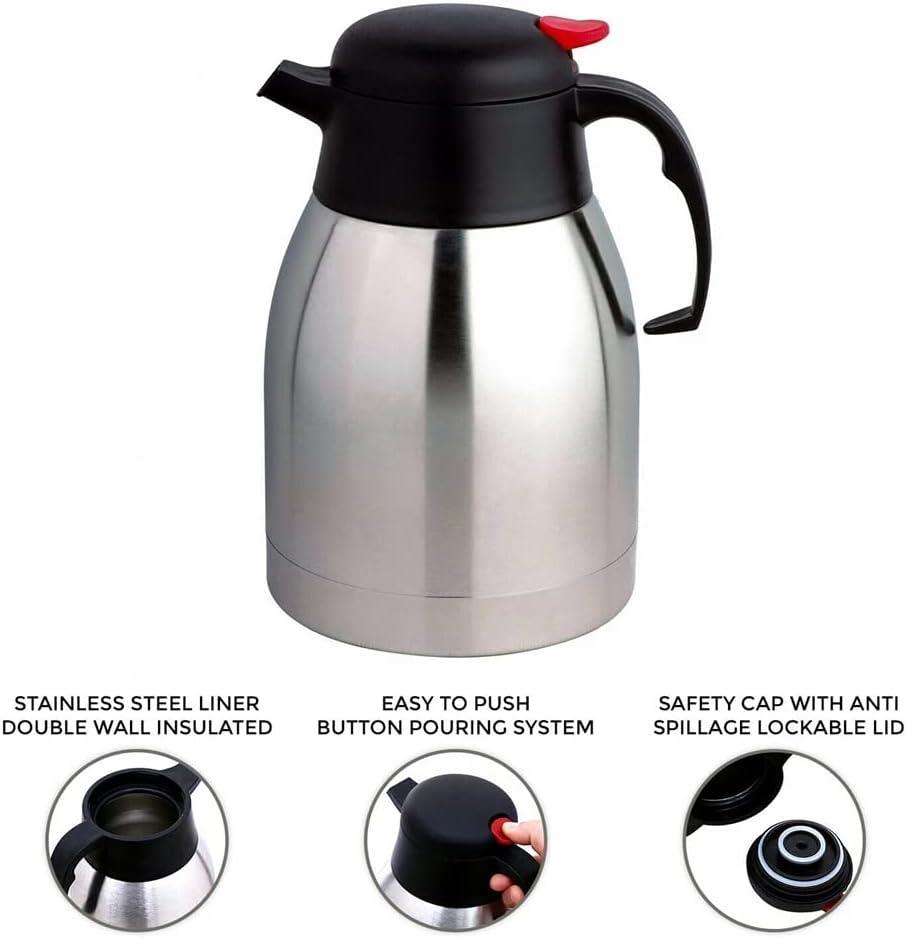 1.5L Stainless Steel Double Wall  Jug Vacuum Thermos Flask Teapot Coffee