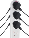 10 Way Gang + 2m Mains Extension Tower Lead Cable Surge Protected