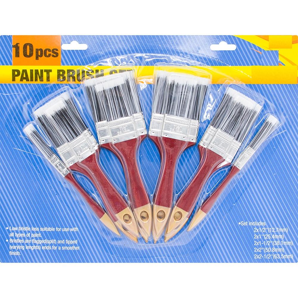 10 Pack Paint Brush Fine Brushes DIY Set  -  (1/2" 1" 1.5" 2" 2.5")