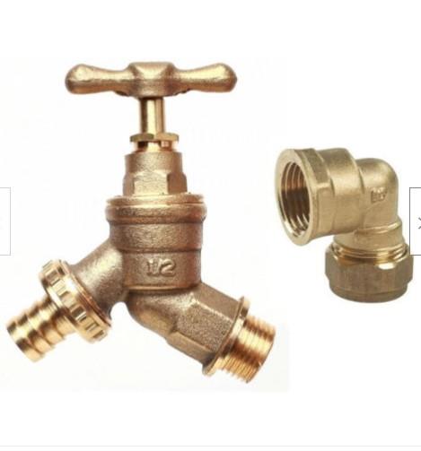 1/2" Brass Tap Hose Union BIB outside Wall Elbow