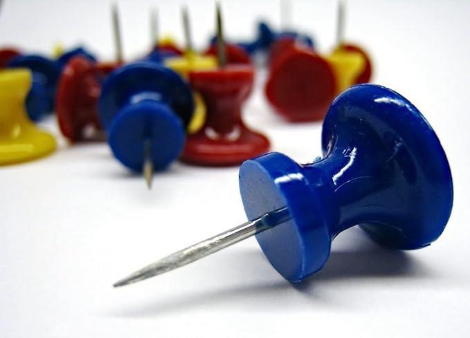 100 x Push Pin Assorted Coloured Drawing Pin Notice Cork Board Map Office School