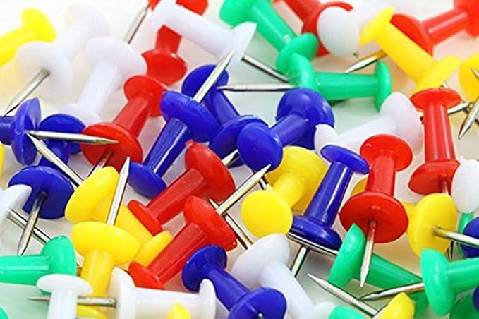 100 x Push Pin Assorted Coloured Drawing Pin Notice Cork Board Map Office School