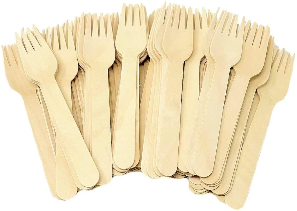 100 Bio Degradable Wooden Spoon & Forks Cutlery Disposable eco Cutlery Party Set