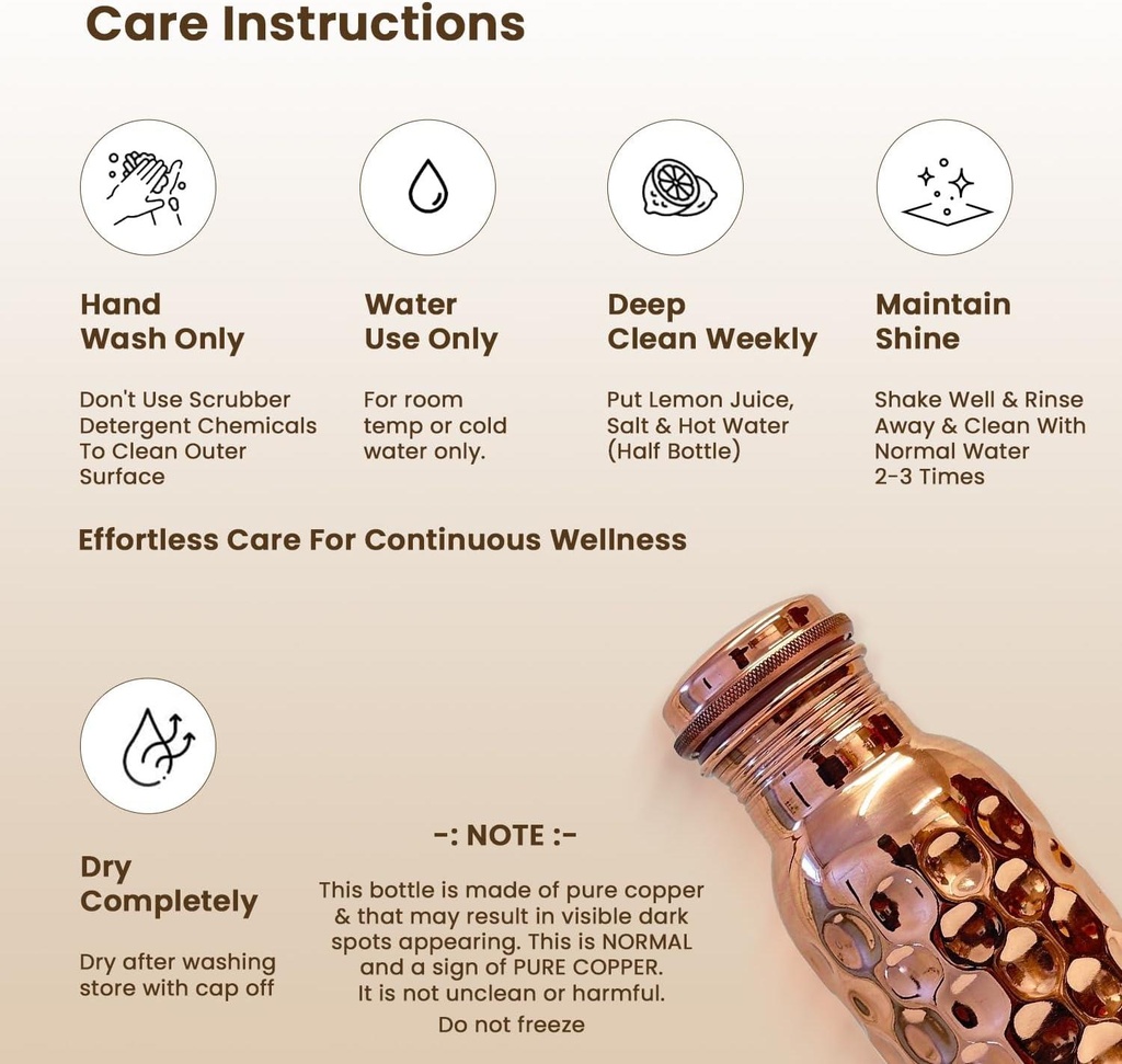 1 Liter Copper Water Bottle - Diamond