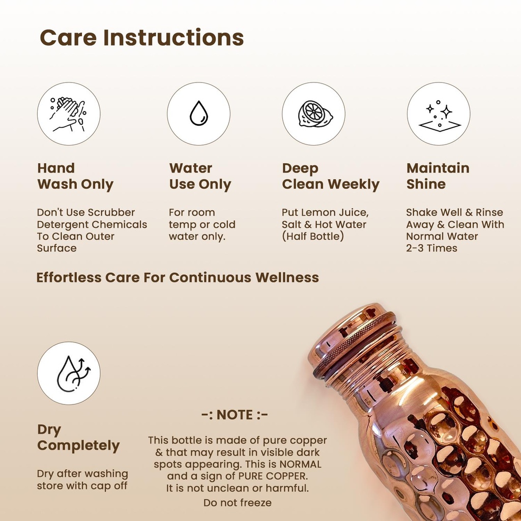 1 Liter Copper Water Bottle - Diamond
