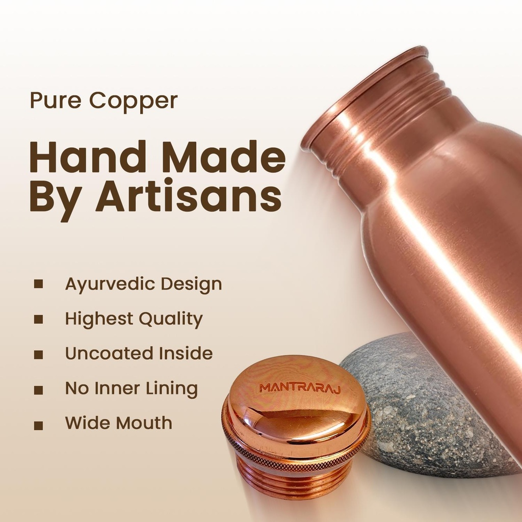 1 Liter Copper Water Bottle - Plain