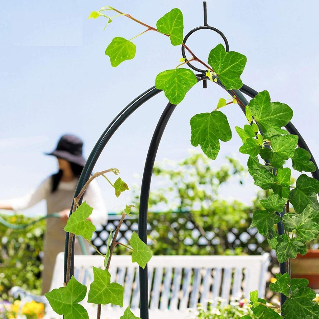 1.9M Easy Obelisk Black Garden Metal Obelisk Trellis