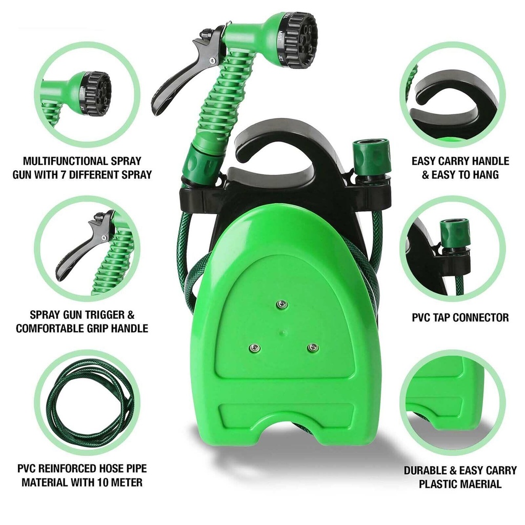 10M PATIO Garden Hose Reel Set