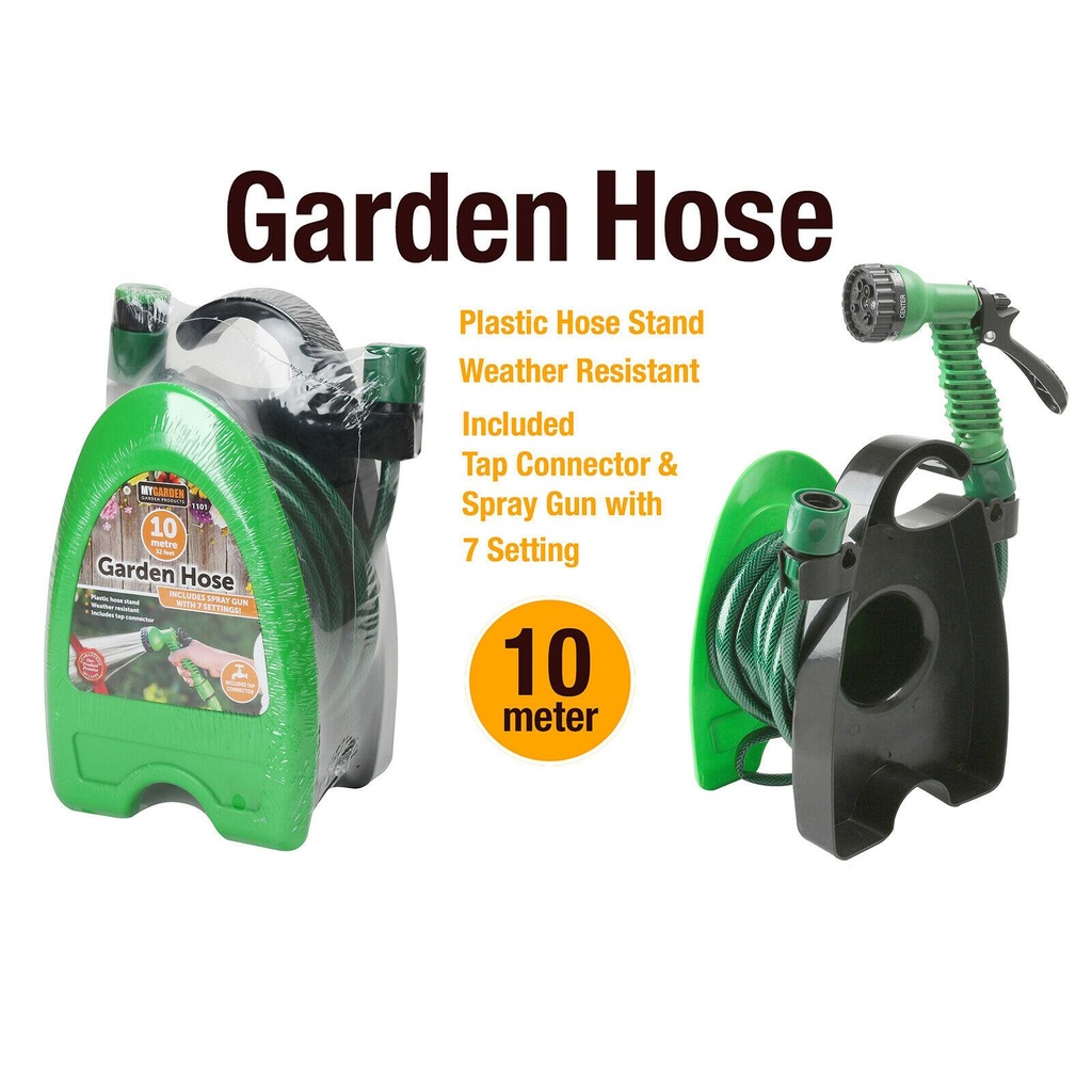 10M PATIO Garden Hose Reel Set