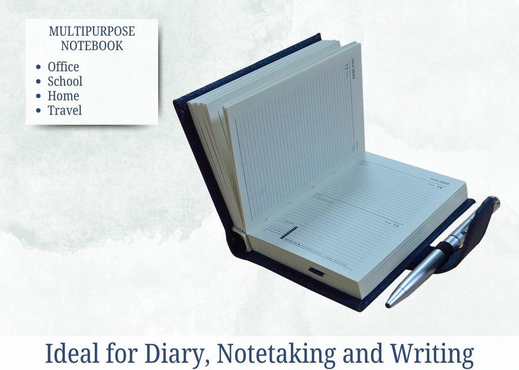 2025 Page a Day A7 Diary Soft Leather Feel Pocket Size Journal With Pen