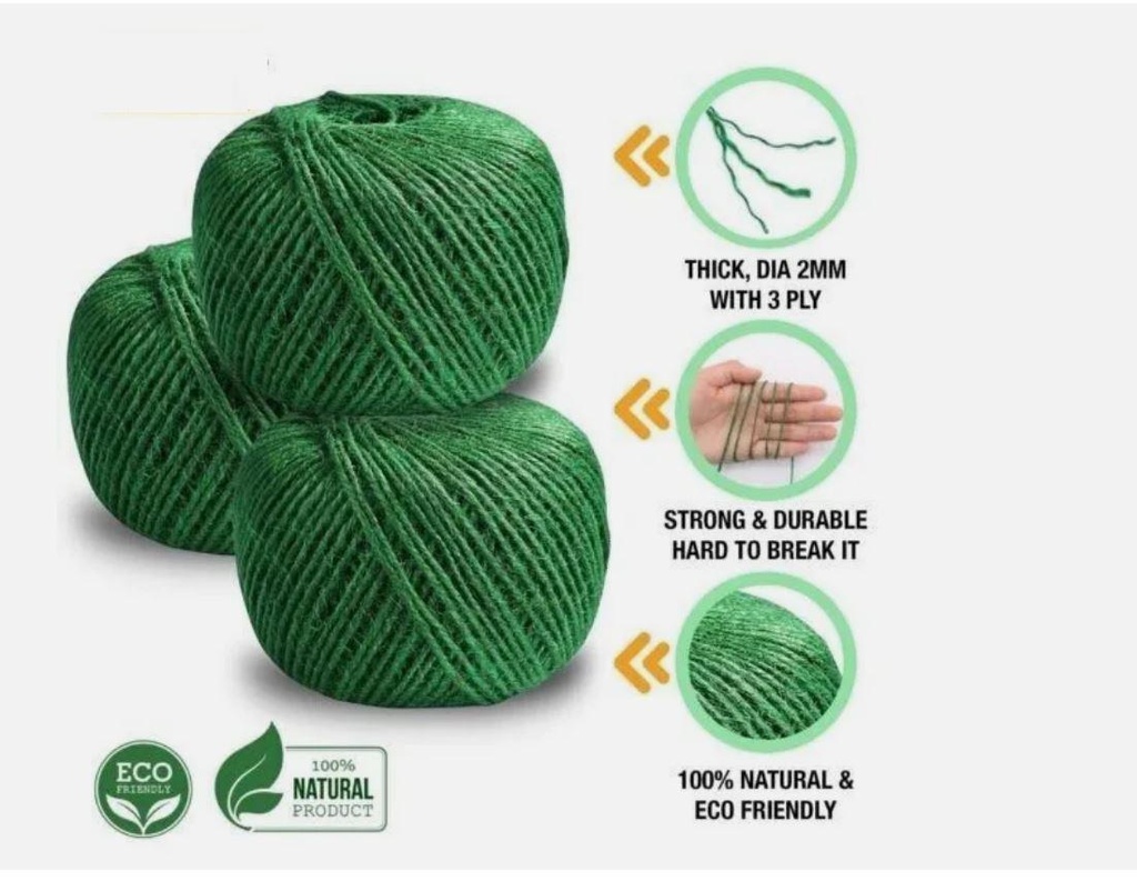 125m Garden Jute Twine Green Plant Support String  Pack Of 3