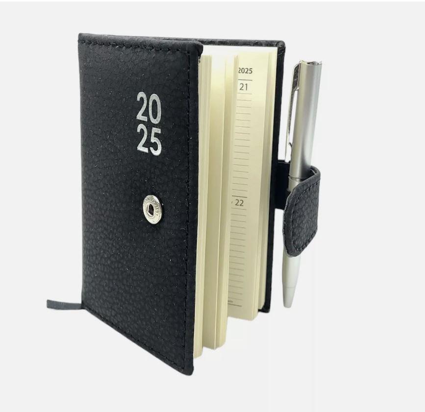2025 Page a Day A7 Diary Soft Leather Feel Pocket Size Journal With Pen