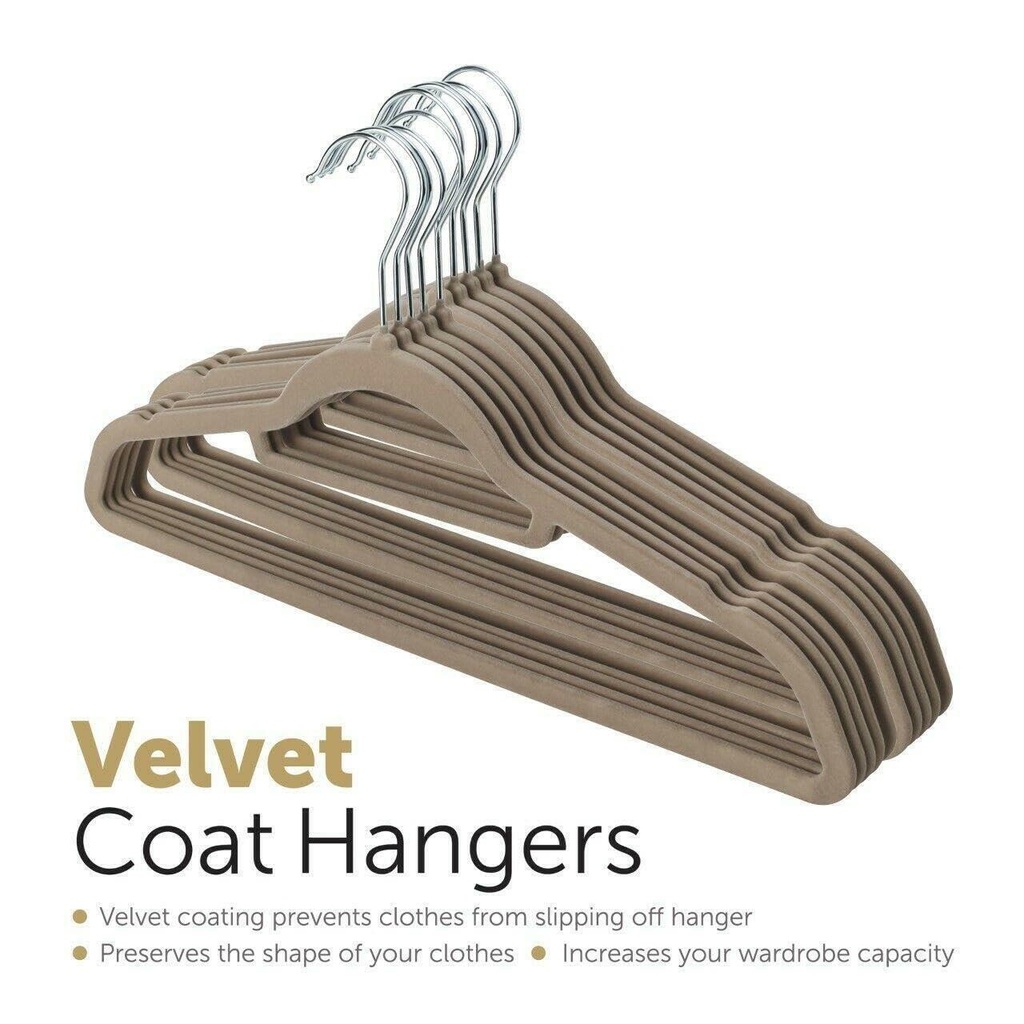 10 pk VELVET HANGER BEIGE