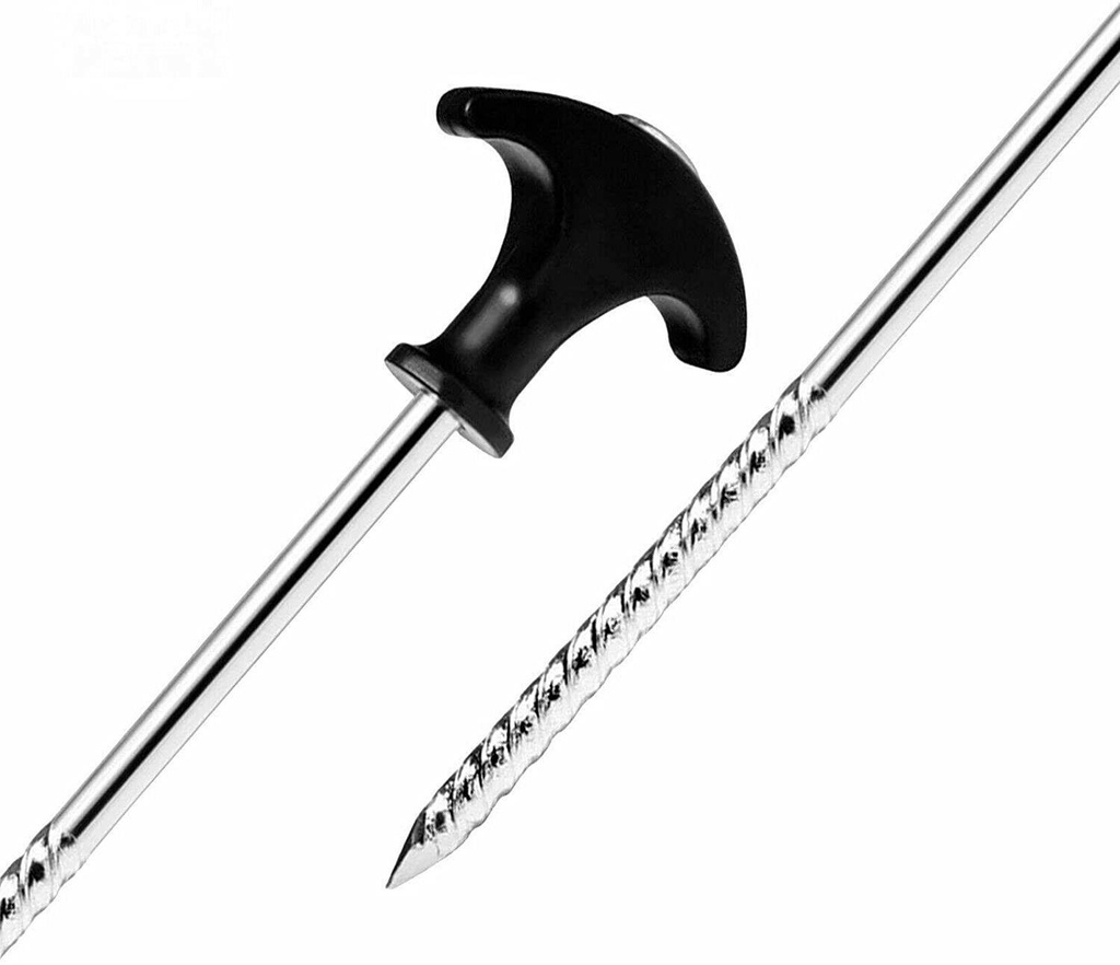 10PK SPIRAL THREAD TENT PEGS SCREW GROUND STAKE