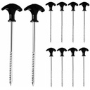 10PK SPIRAL THREAD TENT PEGS SCREW GROUND STAKE
