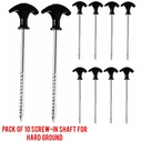 10PK SPIRAL THREAD TENT PEGS SCREW GROUND STAKE