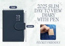 2025 Page a Day A7 Diary Soft Leather Feel Pocket Size Journal With Pen