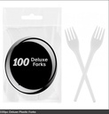 100pc Deluxe Plastic Knives & Forks For Party Tableware, Picnic, Wedding Cutlery