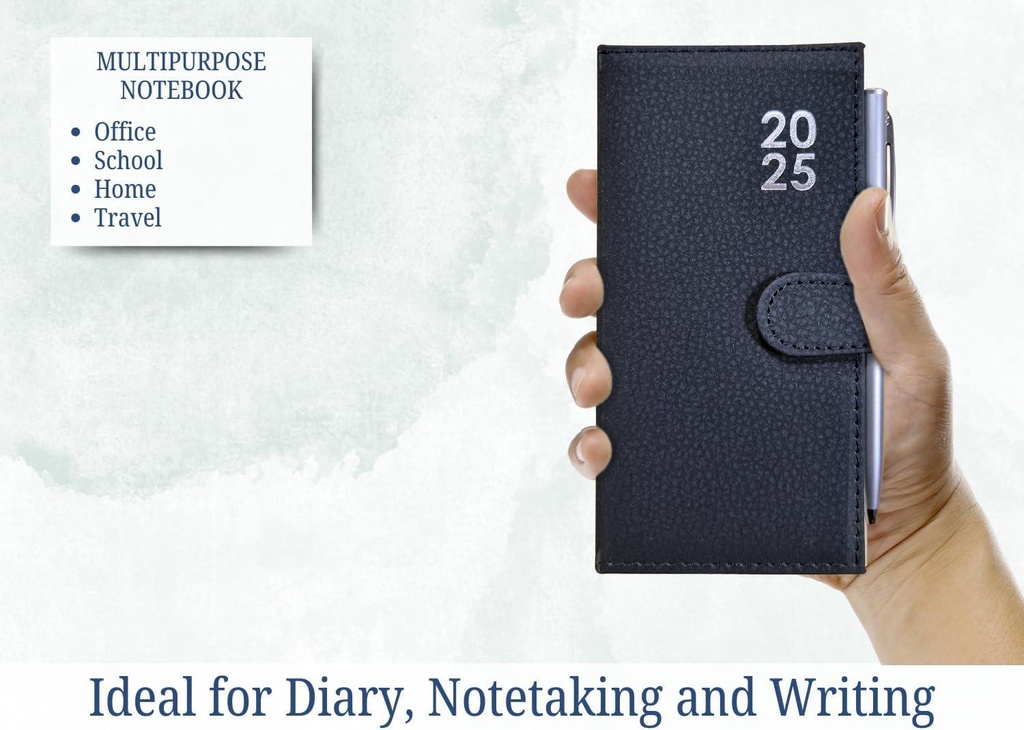 2025 Week To View Premium Padded Slim Pocket Diary Stud Close Diary With Pen