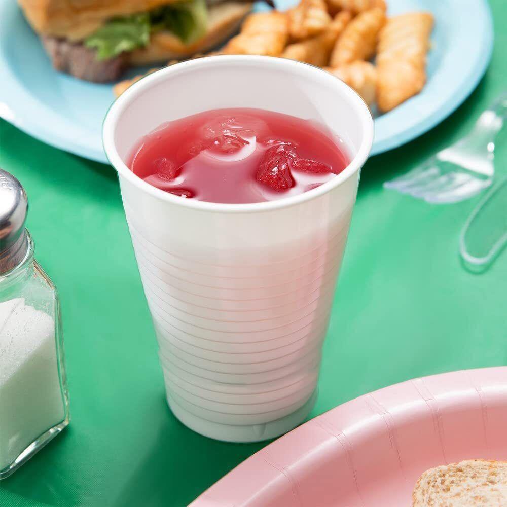100pc White Plastic Cups - 7oz Disposable Cup 180Cc