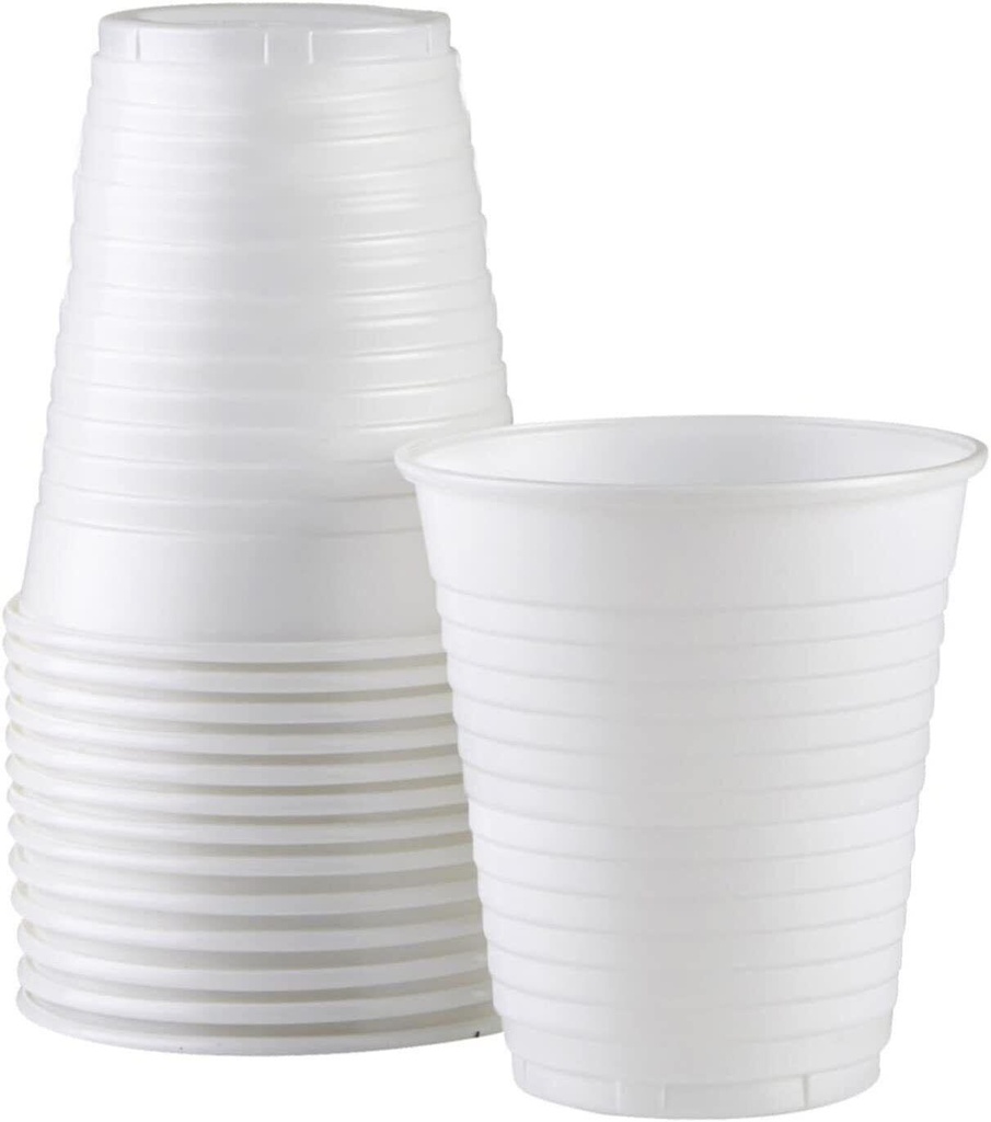 100pc White Plastic Cups - 7oz Disposable Cup 180Cc