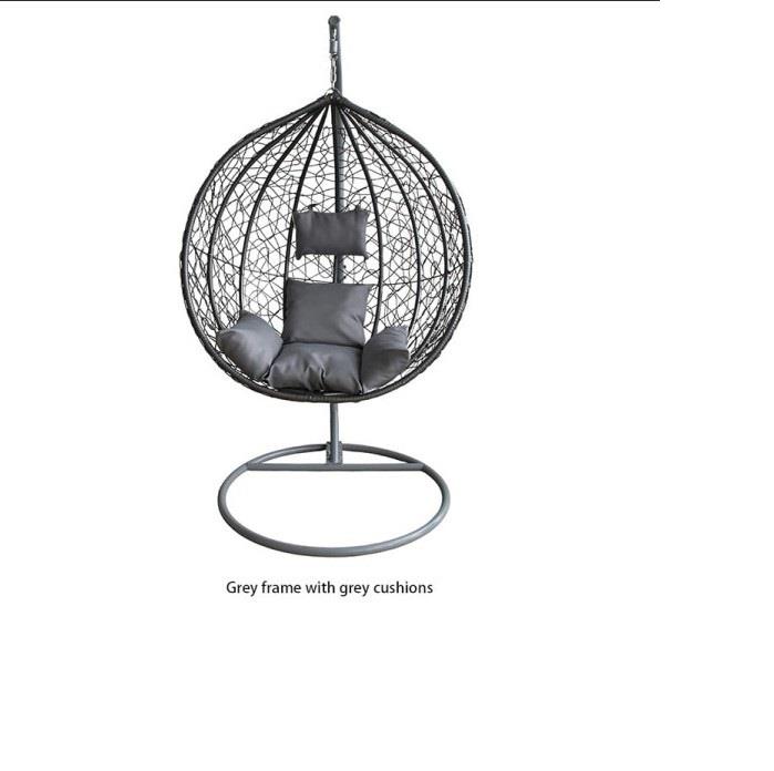1 Seater Egg Chair Hammock - Grey with Grey Cushions