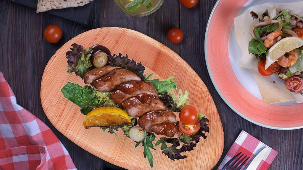 10'' Palm Leaf Plate Plates 10x6 Inch Oval - 10  pcs