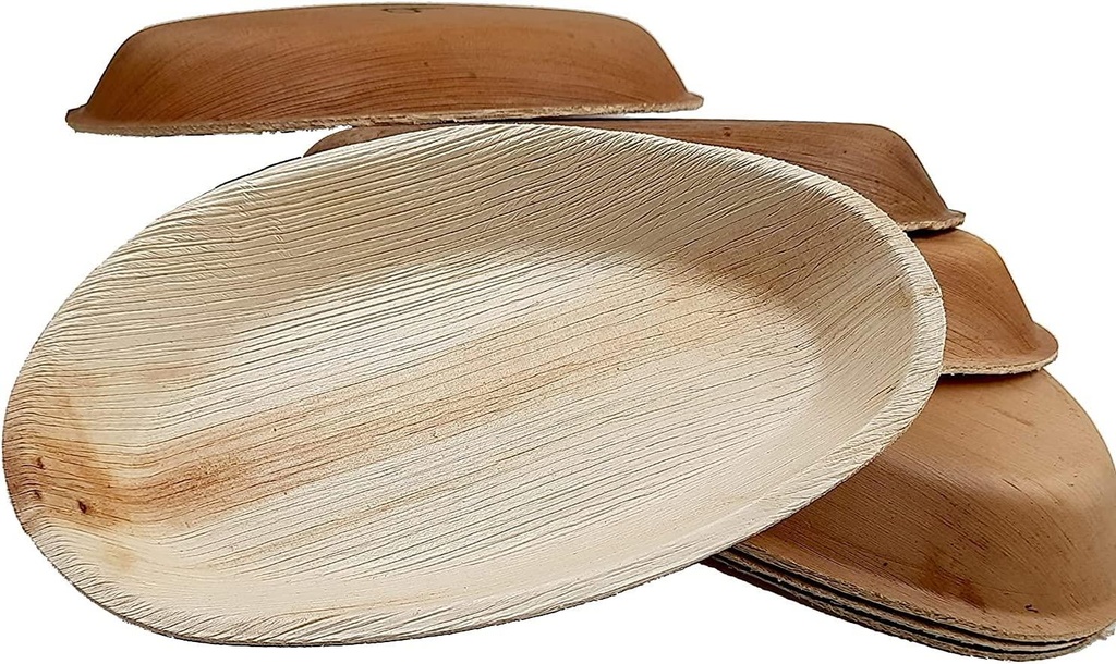 10'' Palm Leaf Plate Plates 10x6 Inch Oval - 10  pcs