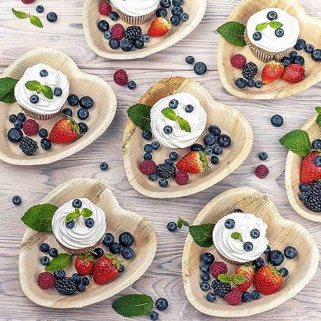 100 pcs    7'' Palm Leaf Plate heart shape - 100 pcs