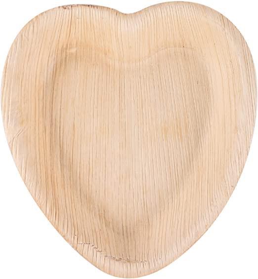 100 pcs    7'' Palm Leaf Plate heart shape - 100 pcs