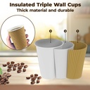 1000 X 12oz Disposable Kraft Ripple Paper Cups  Insulated Brown Paper Cups